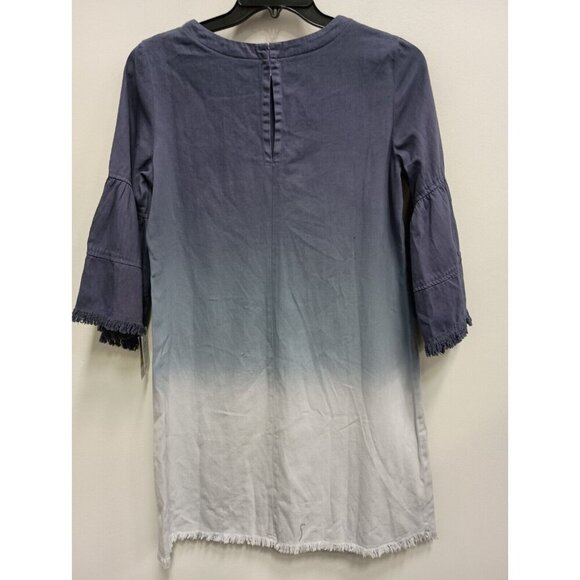 Violet Weekend Womens Shift Dress Medium Ivory Midnight Ombre Bell Sleeve BOHO - Picture 11 of 11